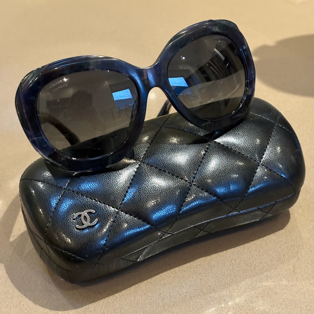 CHANEL Blue and Black Sunglasses